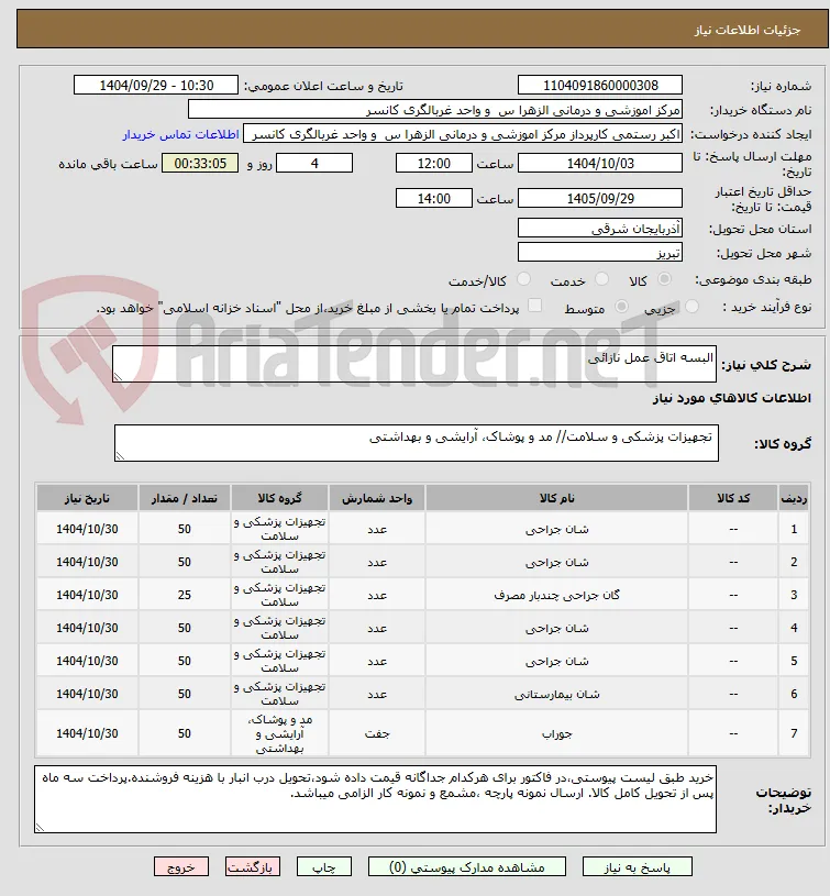 البسه اتاق عمل نازائی