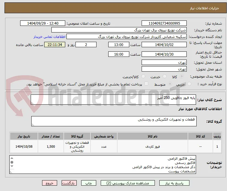 پایه فیوز چاقویی 250 آمپر