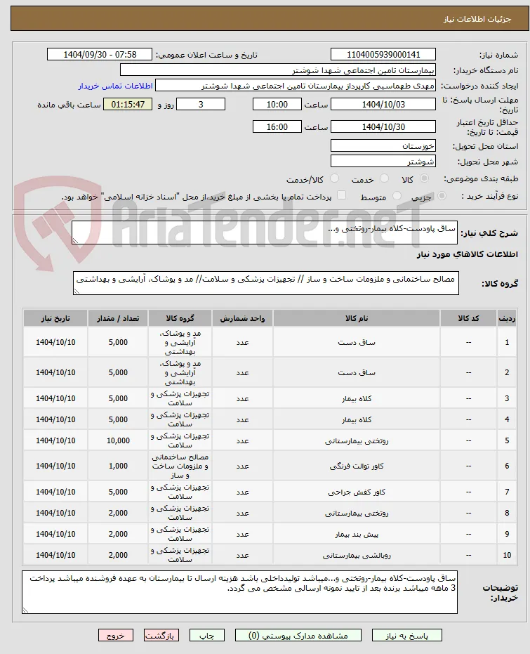 ساق پاودست-کلاه بیمار-روتختی و...