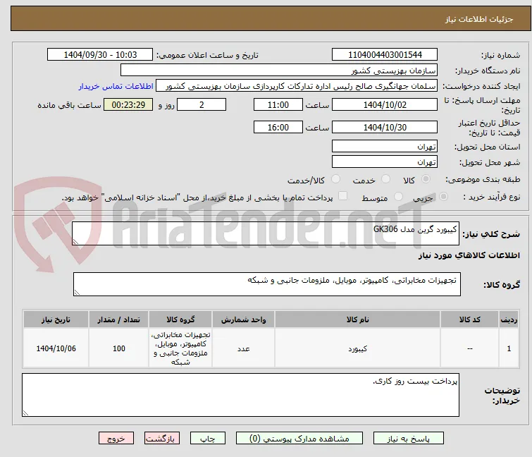 کیبورد گرین مدل GK306