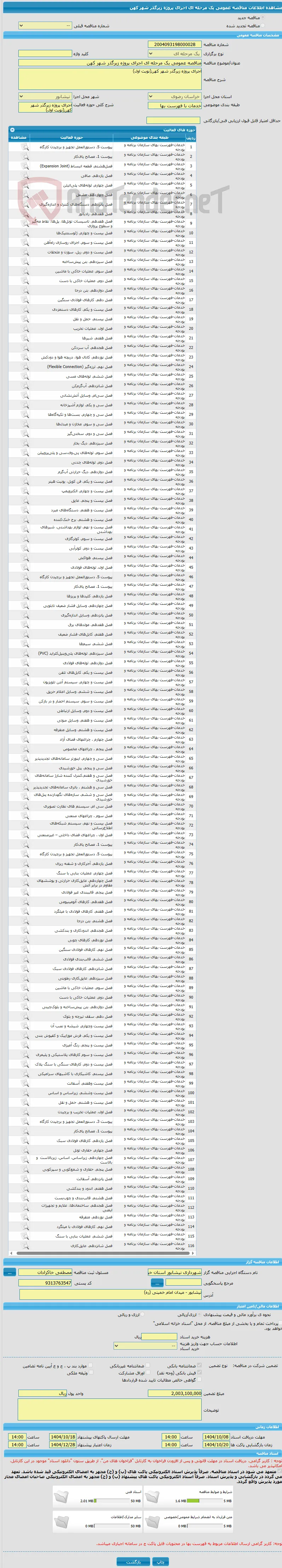 مناقصه عمومی یک مرحله ای اجرای پروژه زیرگذر شهر کهن
