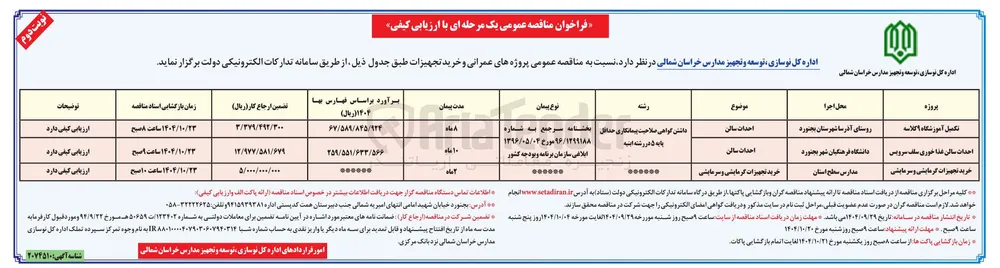 تکمیل آموزشگاه 9 کلاسه