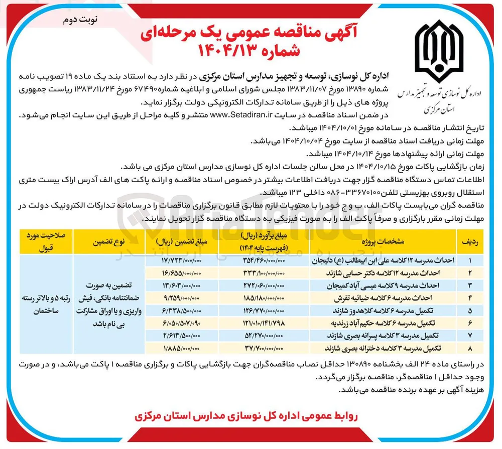 تکمیل مدرسه ۶ کلاسه حکیم آباد زرندیه 
