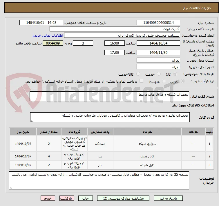 تجهیزات شبکه و ماژول های مرتبط