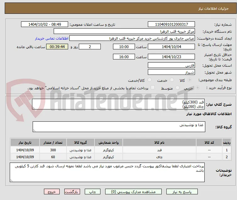 قند (300کیلو)
چای (60کیلو)