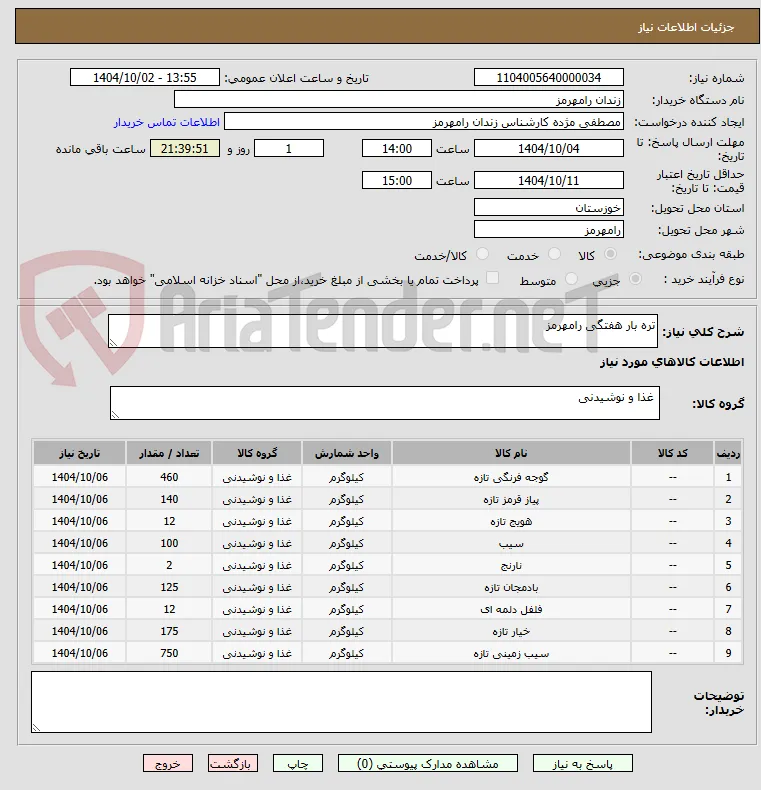 تره بار هفتگی رامهرمز