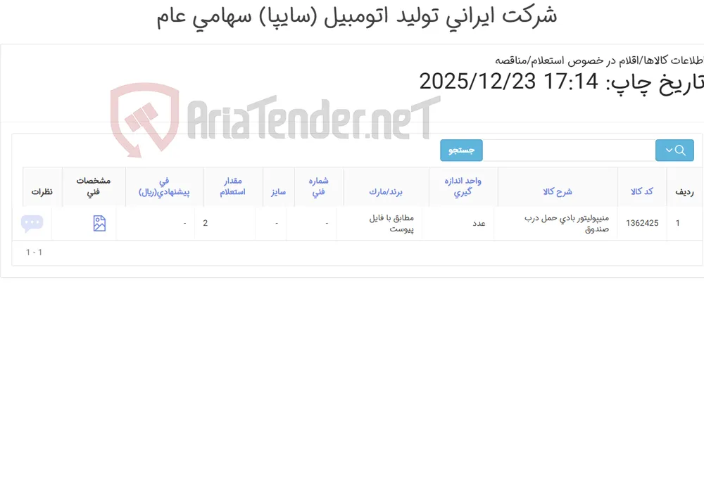 منیپولیتور ‎بادی‏ ‎حمل درب صندوق‏
