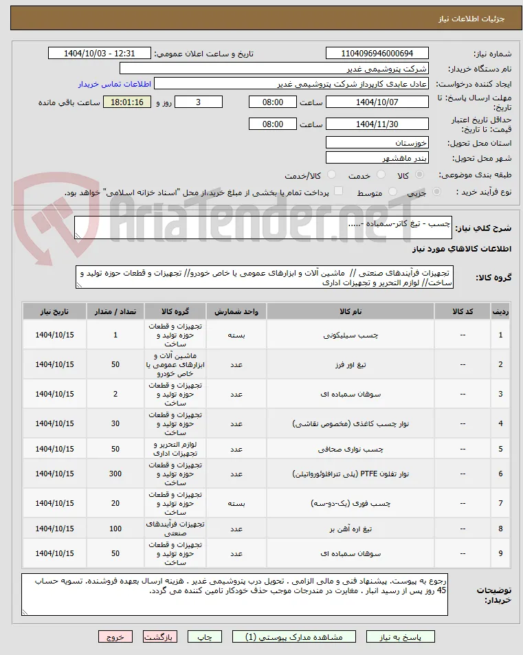 چسب - تیغ کاتر-سمباده -.....