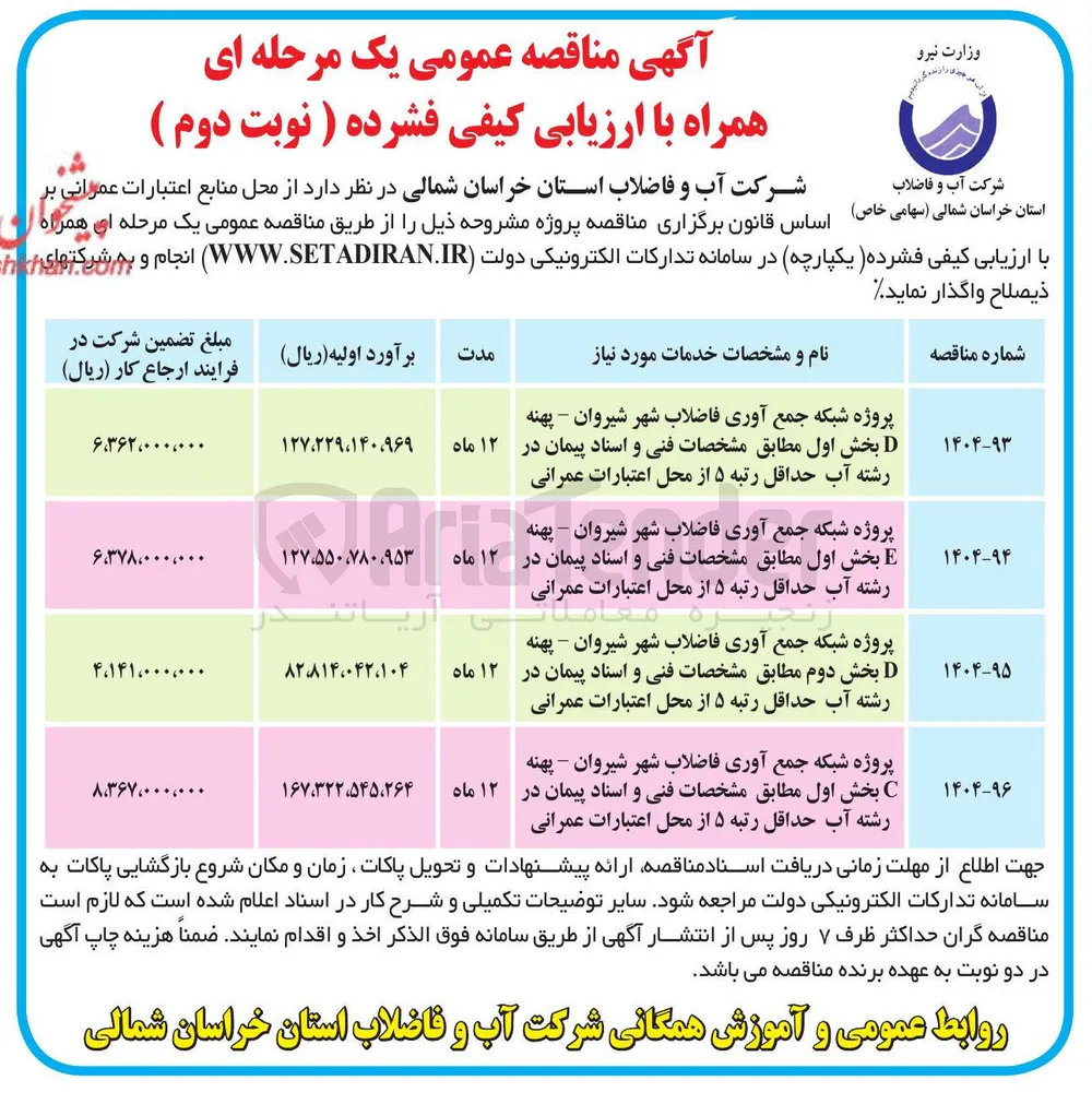 پروژه شبکه جمع آوری فاضلاب شهر - پهنه D
