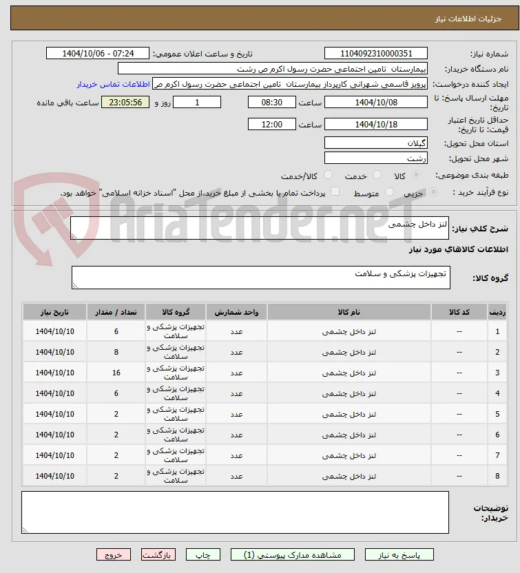 لنز داخل چشمی