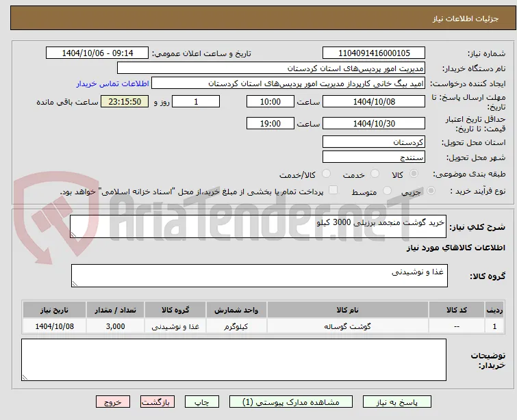 خرید گوشت منجمد برزیلی 3000 کیلو