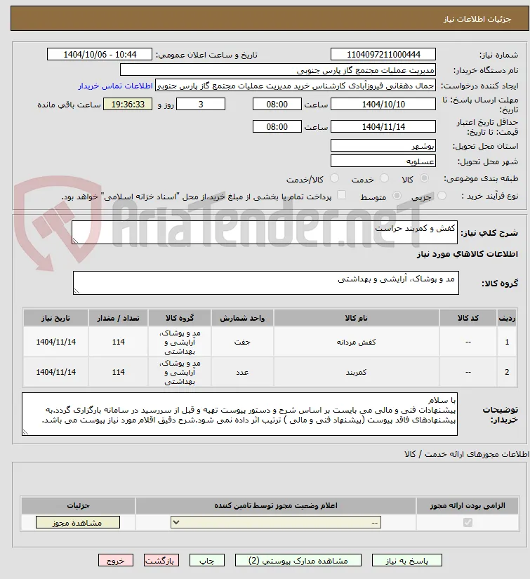کفش و کمربند حراست 
