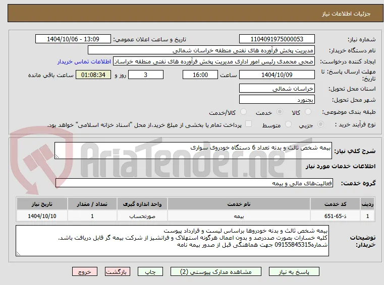 بیمه شخص ثالث و بدنه تعداد 6 دستگاه خودروی سواری