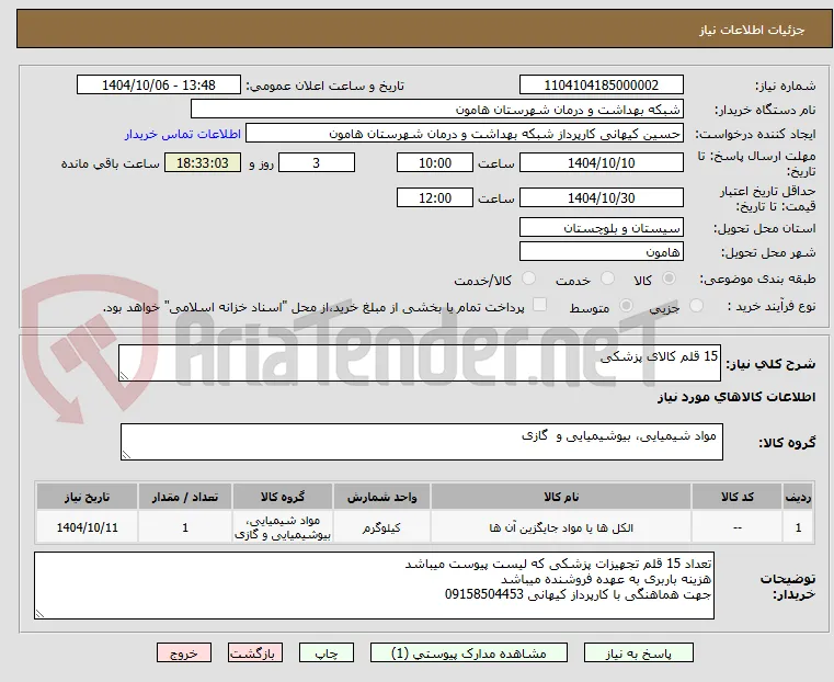 15 قلم کالای پزشکی