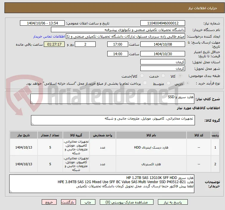 هارد سرور و SSD