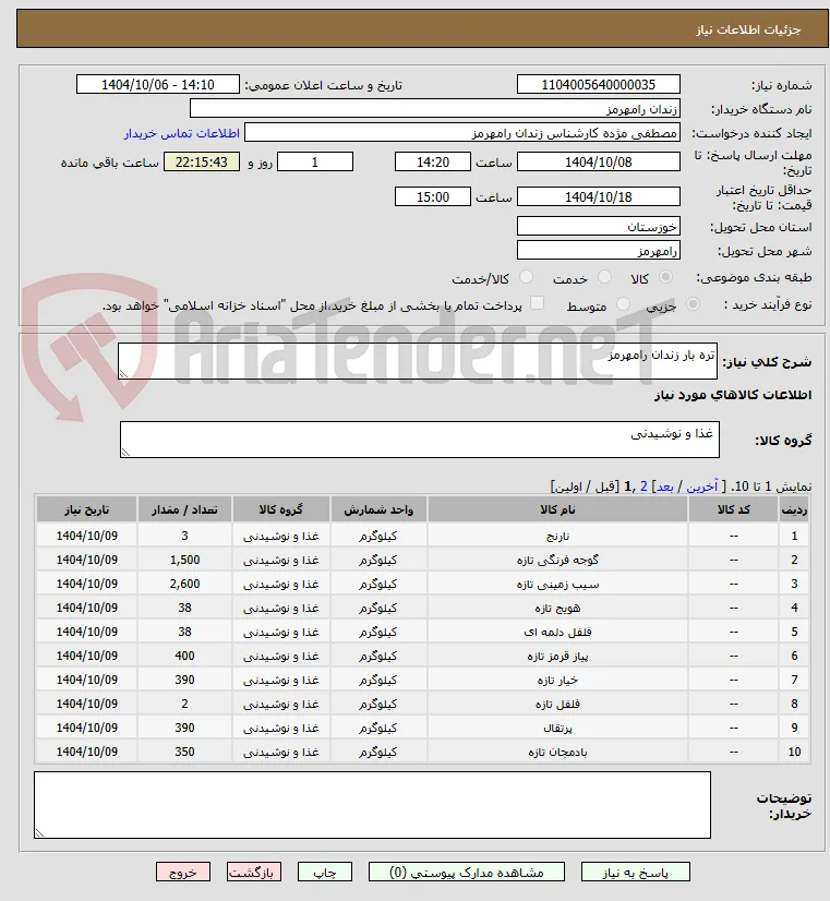 تره بار زندان رامهرمز