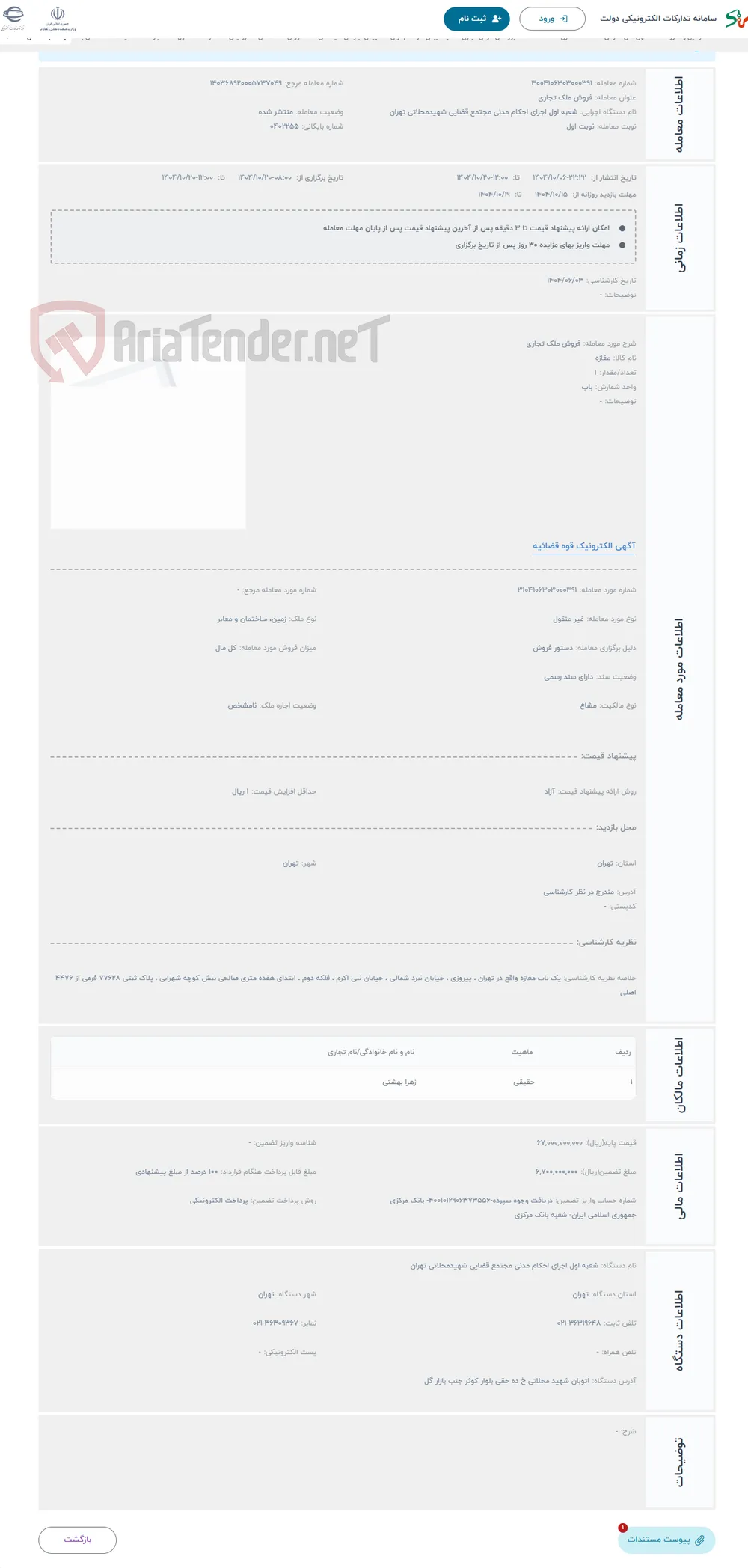 حراج فروش ملک تجاری