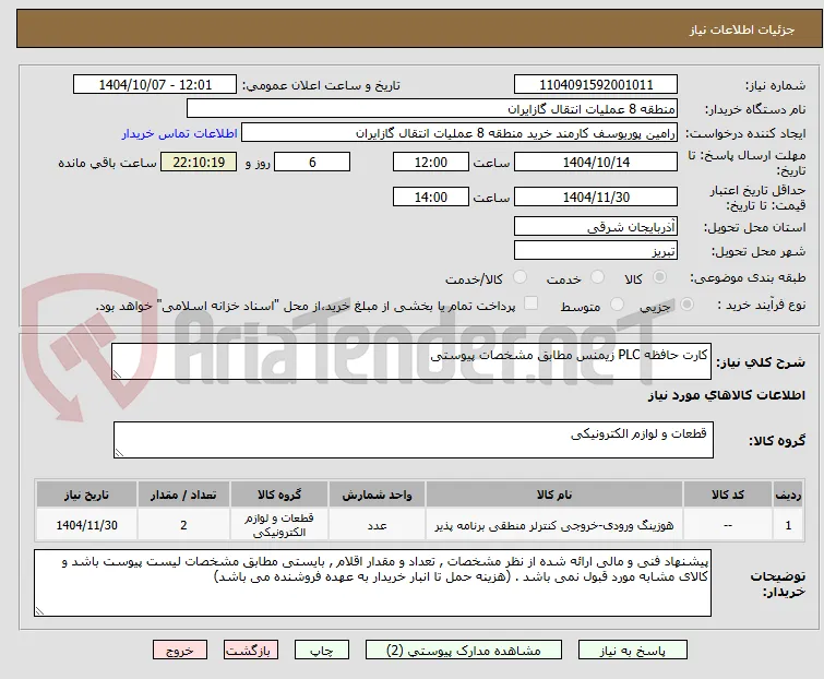 کارت حافظه PLC زیمنس مطابق مشخصات پیوستی