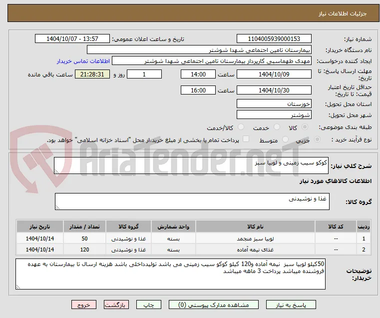 کوکو سیب زمینی و لوبیا سبز 
