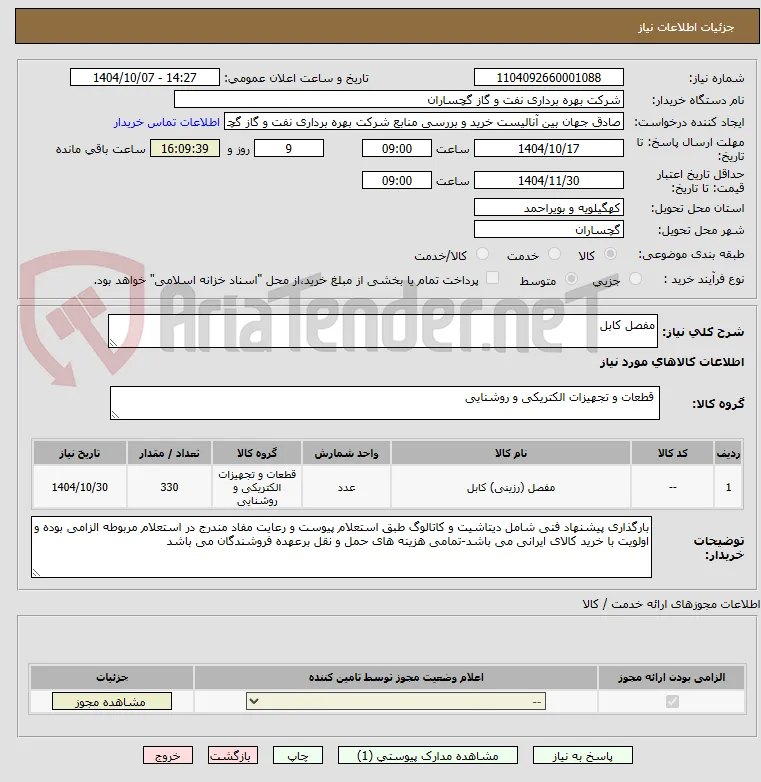 مفصل کابل