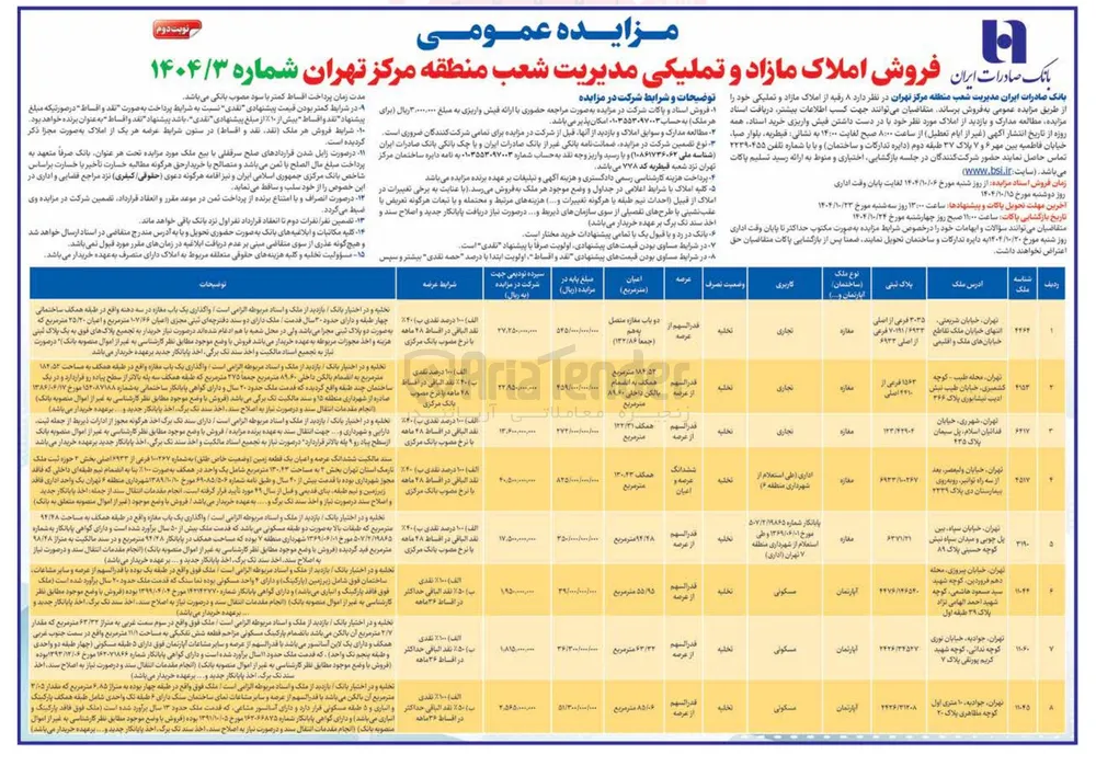  ۸ رفیه از املاک مازاد و تملیکی