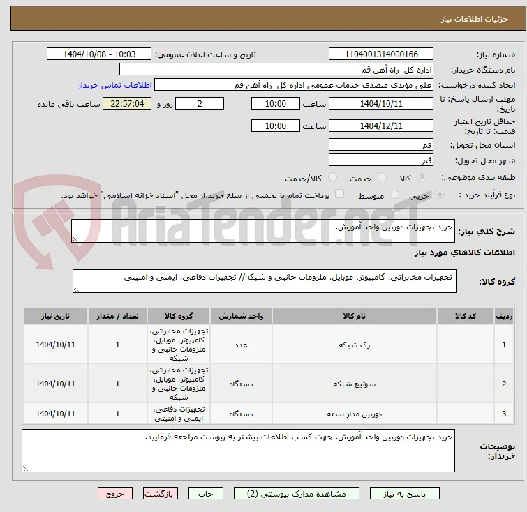 خرید تجهیزات دوربین واحد آموزش.