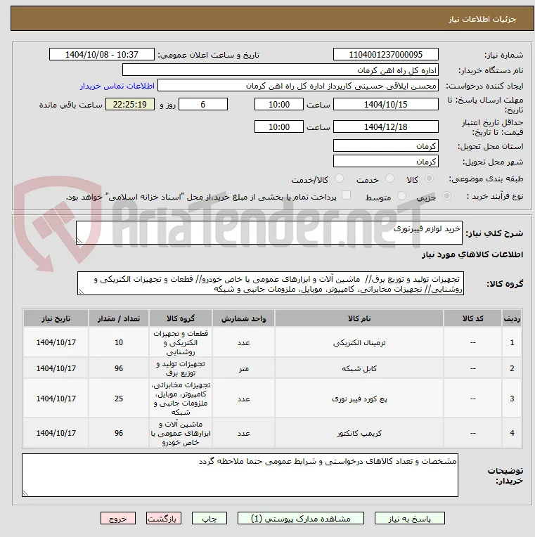 خرید لوازم فیبرنوری