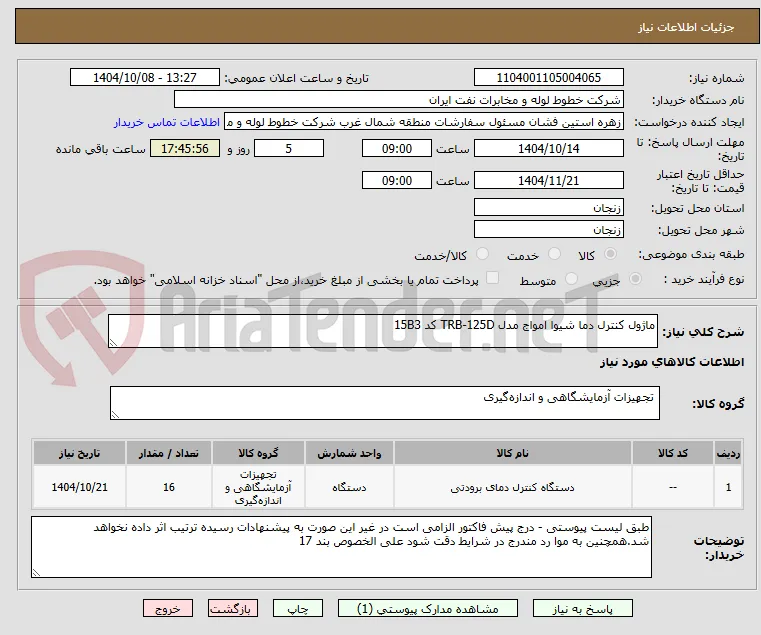 ماژول کنترل دما شیوا امواج مدل TRB-125D کد 15B3