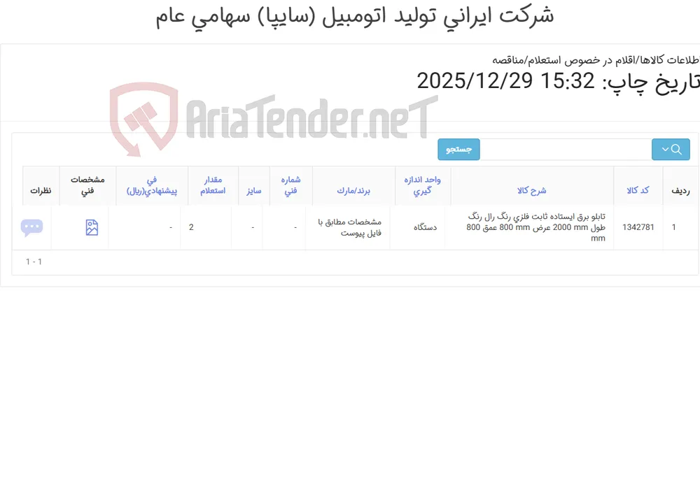 تابلو ‎برق‏ ‎ایستاده ثابت‏ ‎فلزی‏