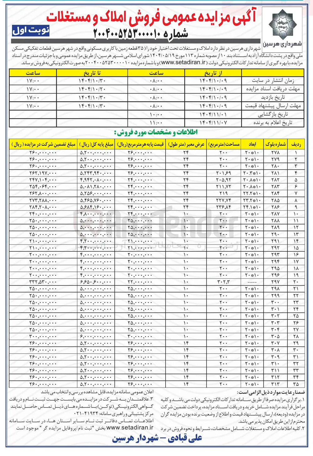 فروش ۳۵ قطعه زمین با کاربری مسکونی