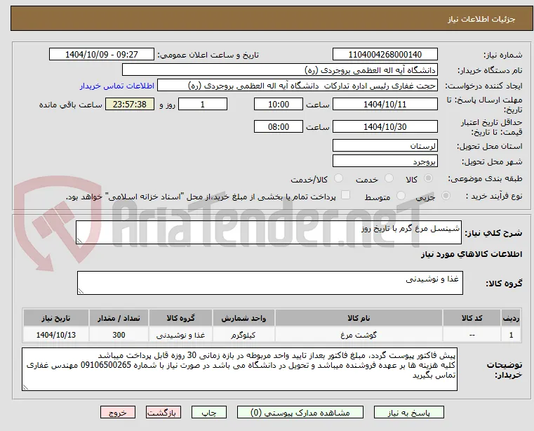 شینسل مرغ گرم با تاریخ روز