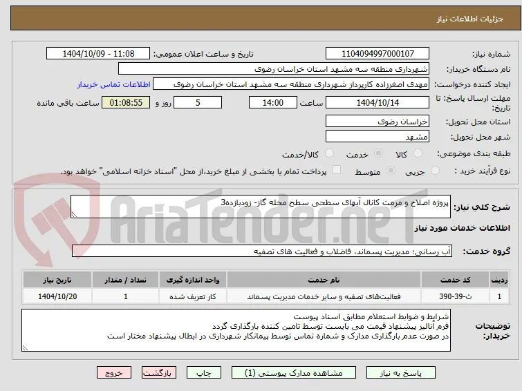 پروژه اصلاح و مرمت کانال آبهای سطحی سطح محله گاز- زودبازده3