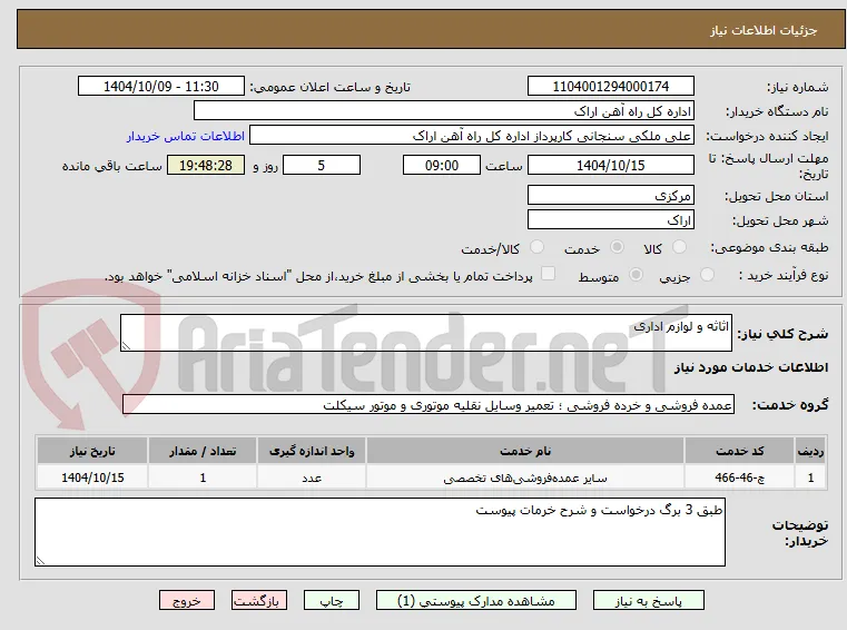اثاثه و لوازم اداری 