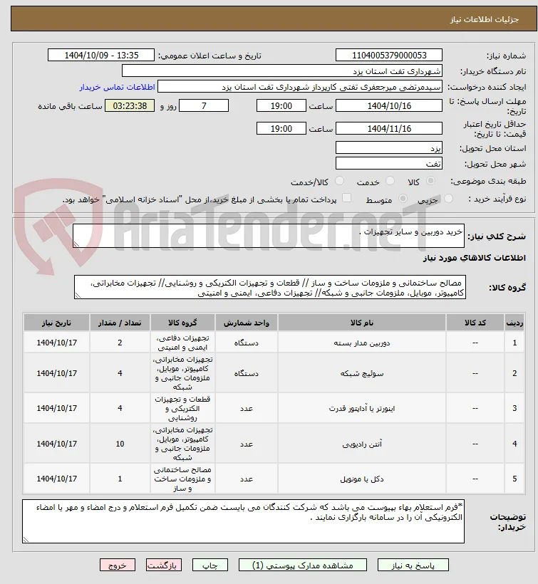 خرید دوربین و سایر تجهیزات .