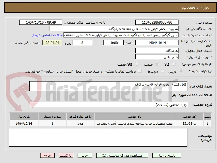 کابل کشی دیزل ژنراتور ناحیه مرکزی