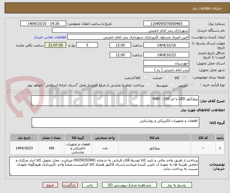 پروژکتور LED با لنز 120 - W80