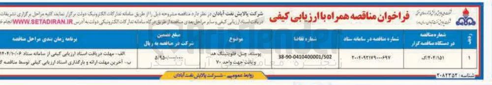 خرید پوسته، چنل، فلویتینگ هد و پالت جهت واحد 70
