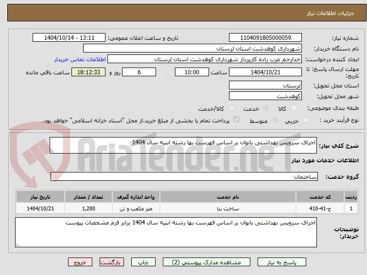 اجرای سرویس بهداشتی بانوان بر اساس فهرست بها رشته ابنیه سال 1404 