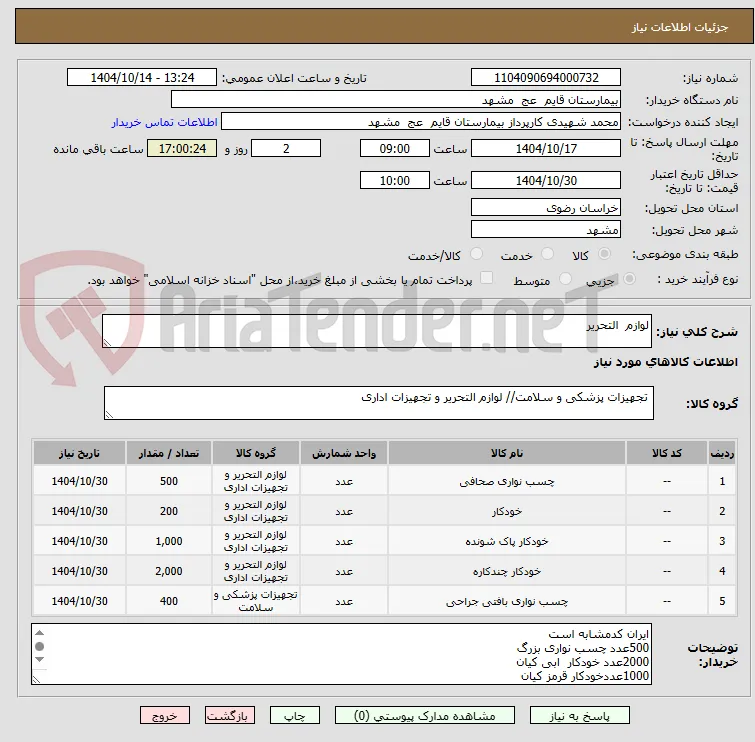 لوازم  التحریر