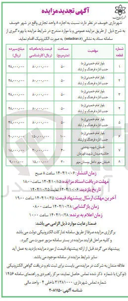  اجاره ۸ واحد تجاری