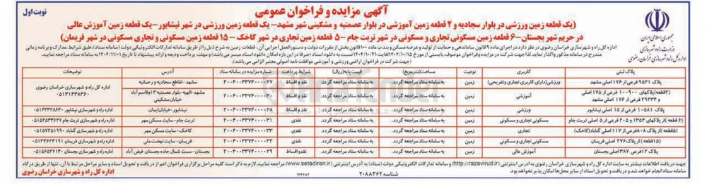 فروش 2 قطعه زمین آموزشی