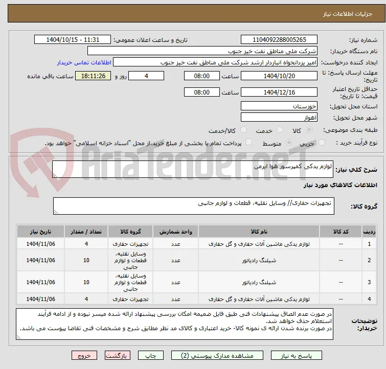 لوازم یدکی کمپرسور هوا ایرمن 