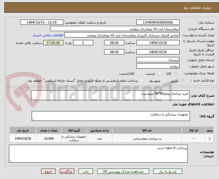 خرید زیرانداز بیمار60*90 دروشیت