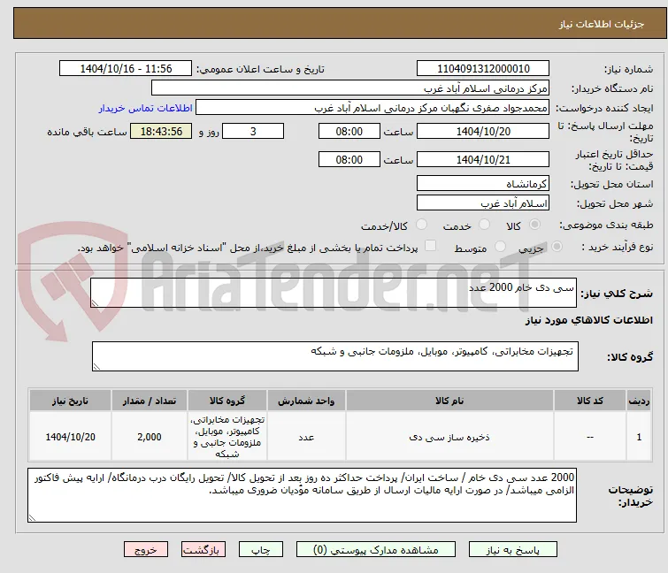 سی دی خام 2000 عدد