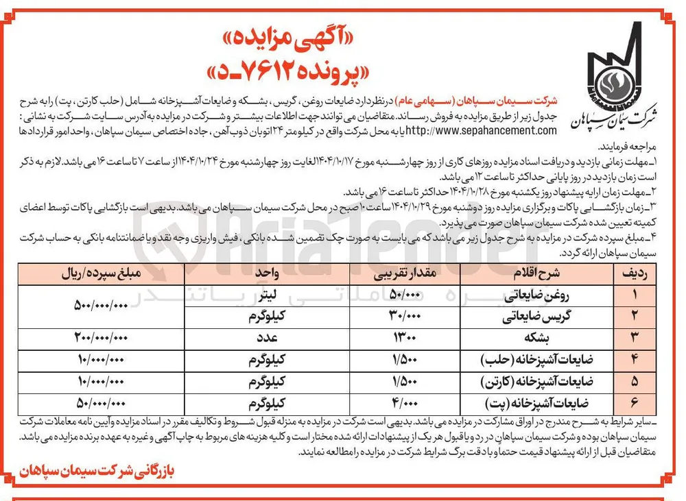ضایعات آشپزخانه ( حلب ) 
