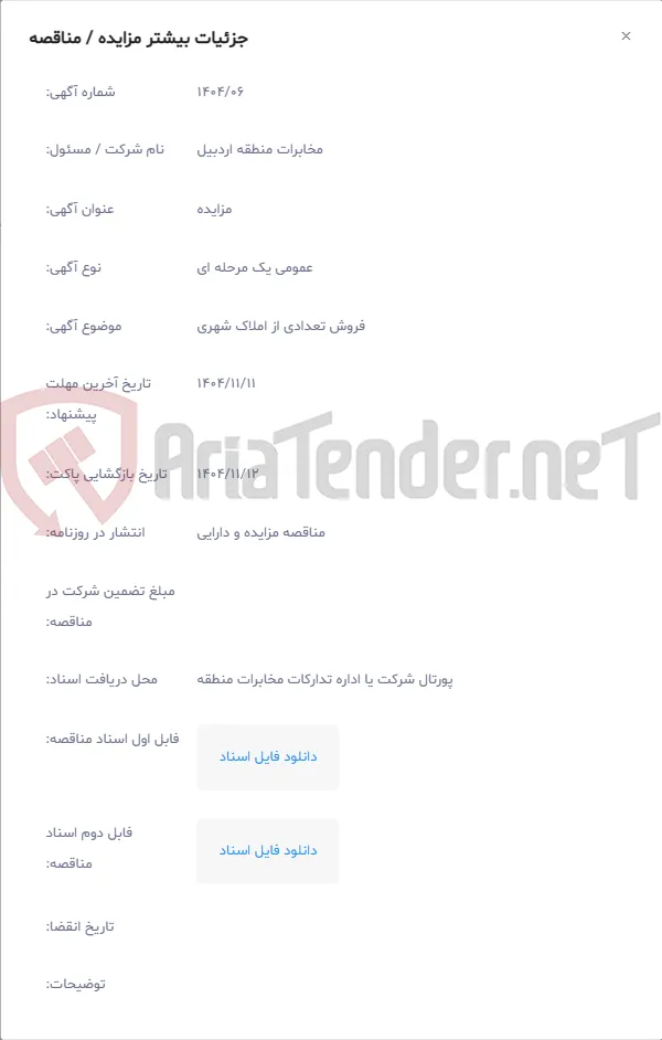 فروش تعدادی از املاک شهری