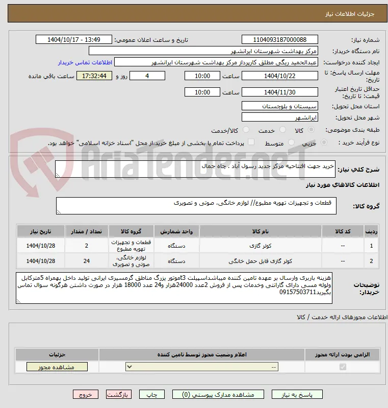 خرید جهت افتتاحیه مرکز جدید رسول آباد . چاه جمال