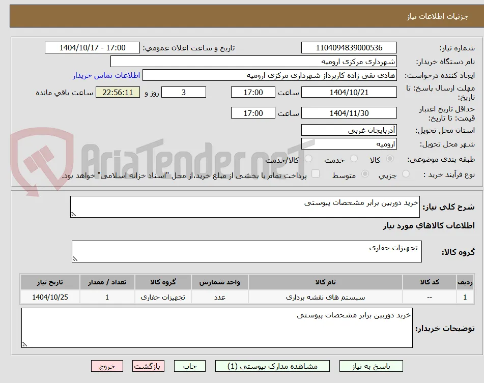 خرید دوربین برابر مشحصات پیوستی