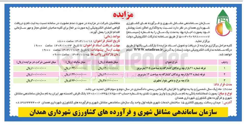 واگذاری اماکن