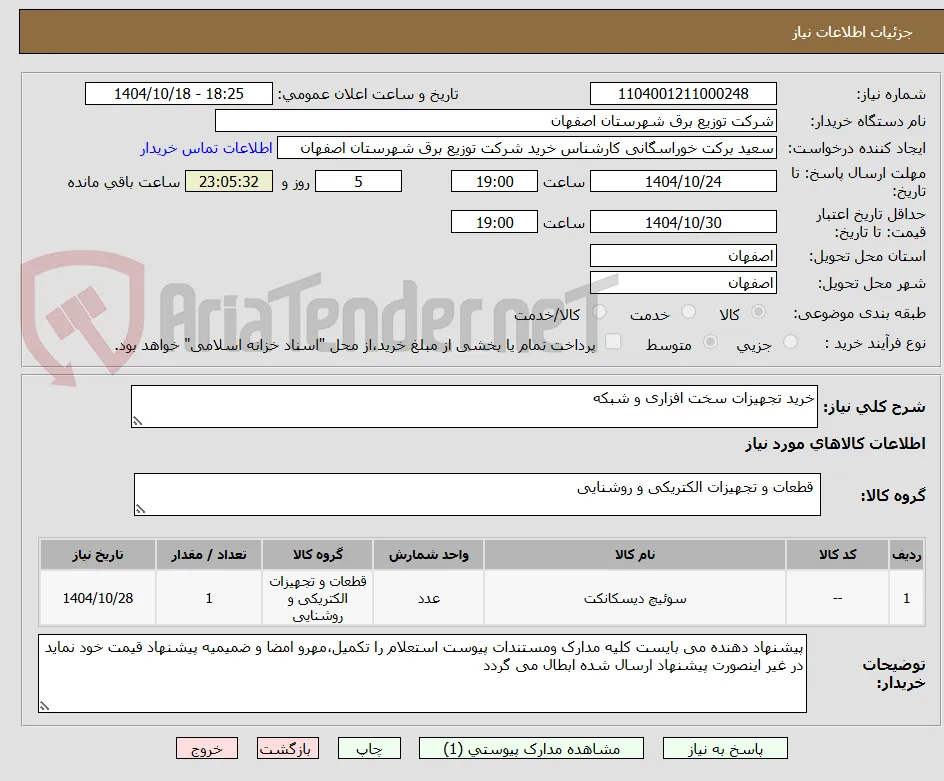 خرید تجهیزات سخت افزاری و شبکه